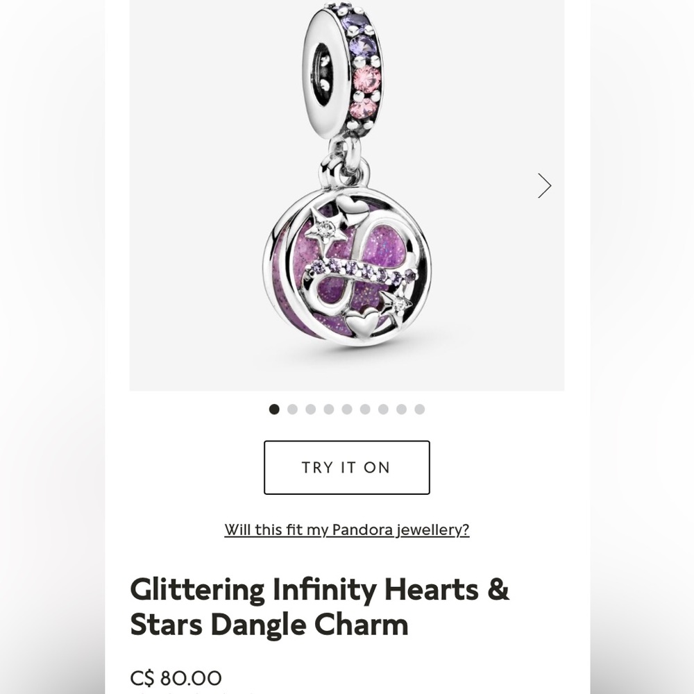 💜Glittering Infinity Hearts & Stars Dangle Charm💜Fits All Pandora Bracelets💜